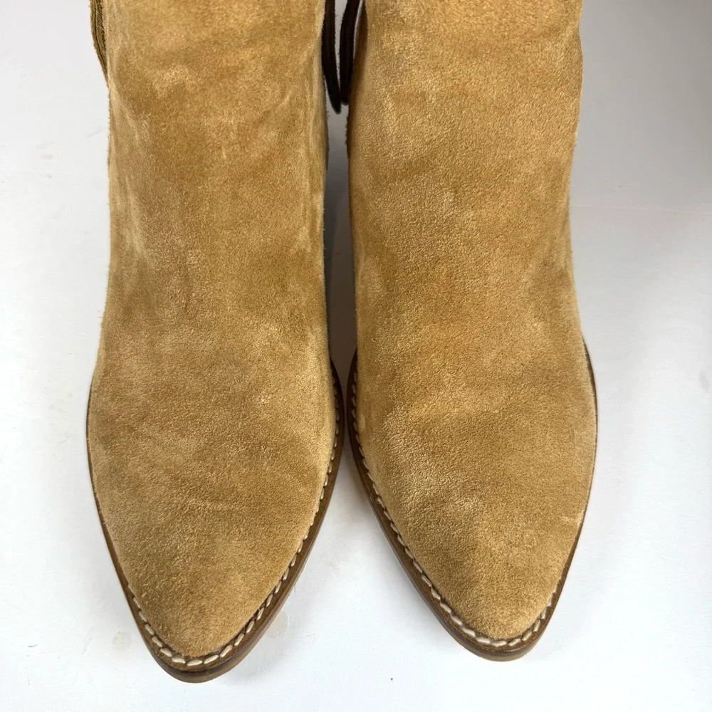 Dolce Vita Women's Tan Suede Side Zipper Pointed‎ Toe Ankle Boots Size 8.5